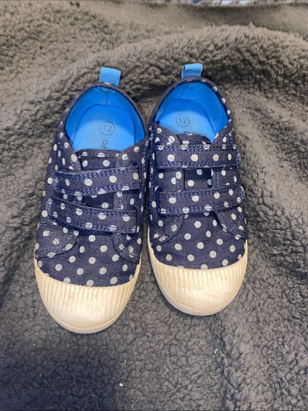 Cat & Jack Navy and White Polka Dot Hook-and-Loop Sneakers